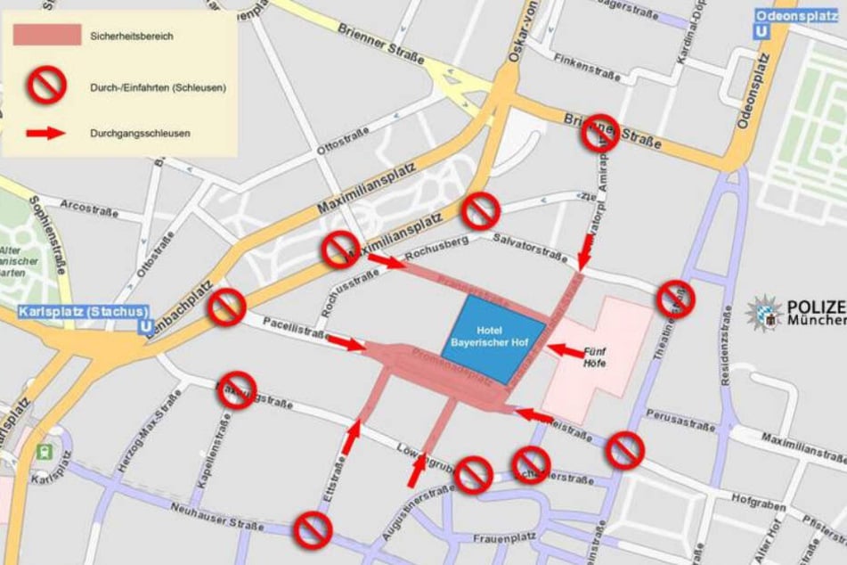 Die Polizei wird in München eine Sperrzone rund um den "Bayerischen Hof" errichten.