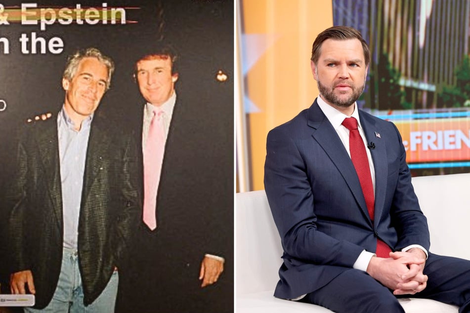 In a recent interview, JD Vance (r.) dubbed himself a Jeffrey Epstein (l.) "conspiracy theorist," but insisted Donald Trump had little to do with the financier.