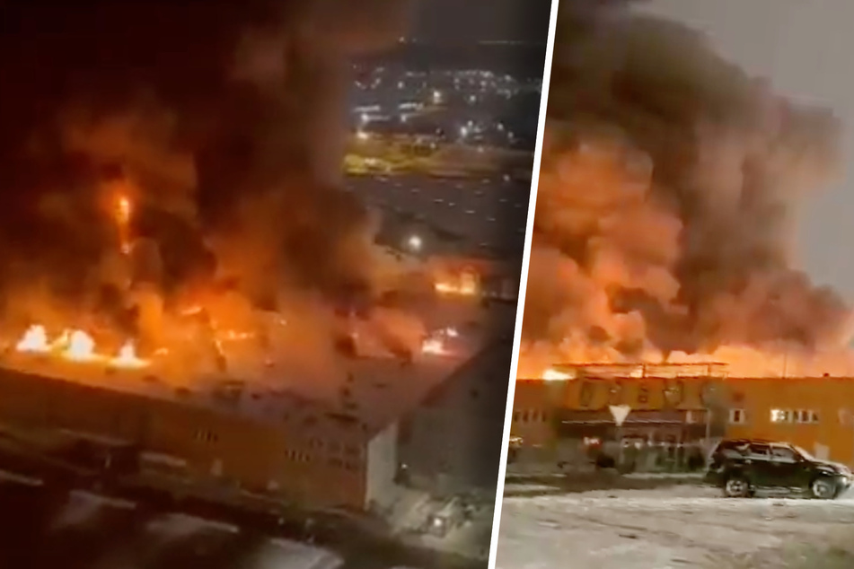 Kaufhaus-Inferno bei Moskau: Einkaufsmarkt steht in Flammen - und explodiert