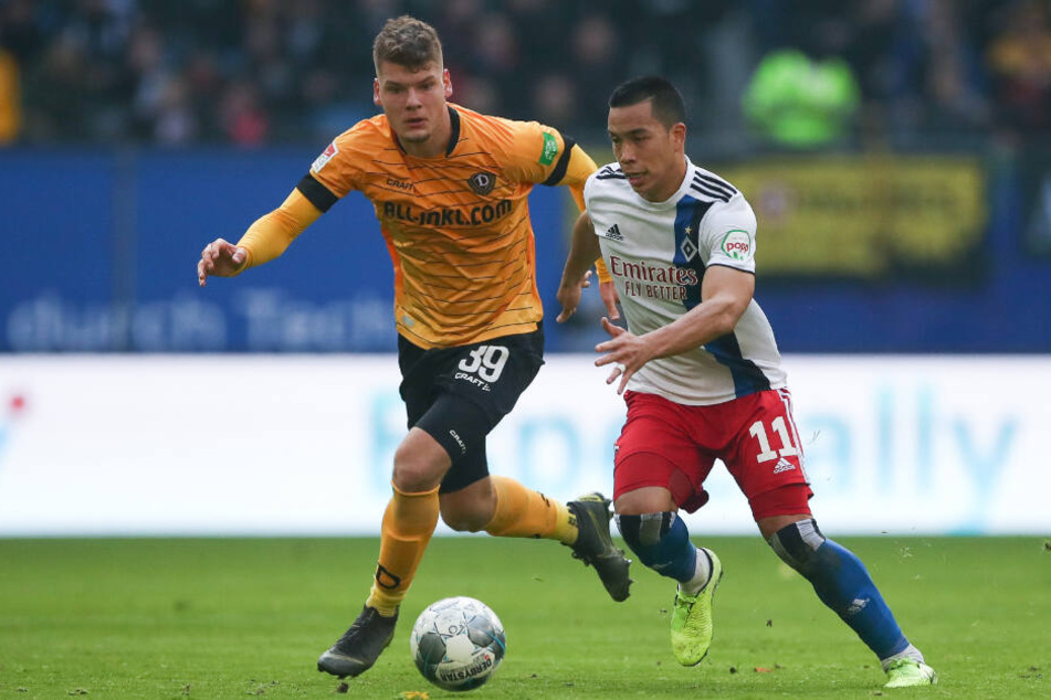 Bobby Wood (rechts) bekam in dieser Saison, wie hier gegen Dynamo Dresden, nur wenige Chancen.
