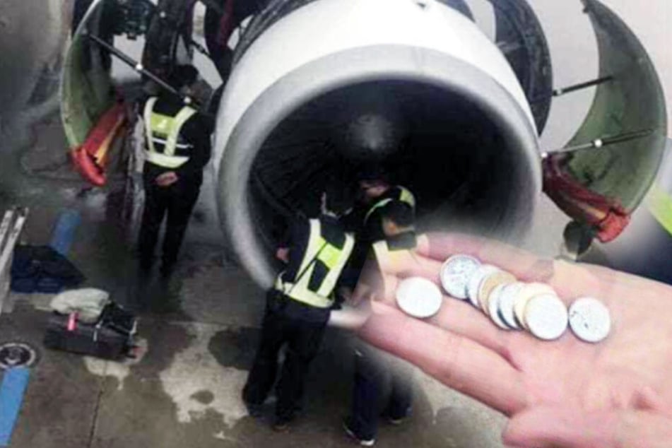 Diese Münzen hatte der Man vor dem Abflug ins Triebwerk geworfen.