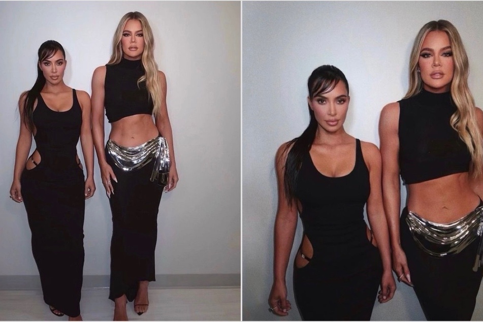 Twins. Kim Kardashian (l) teamed up with Khloé for a sexy photoshoot.