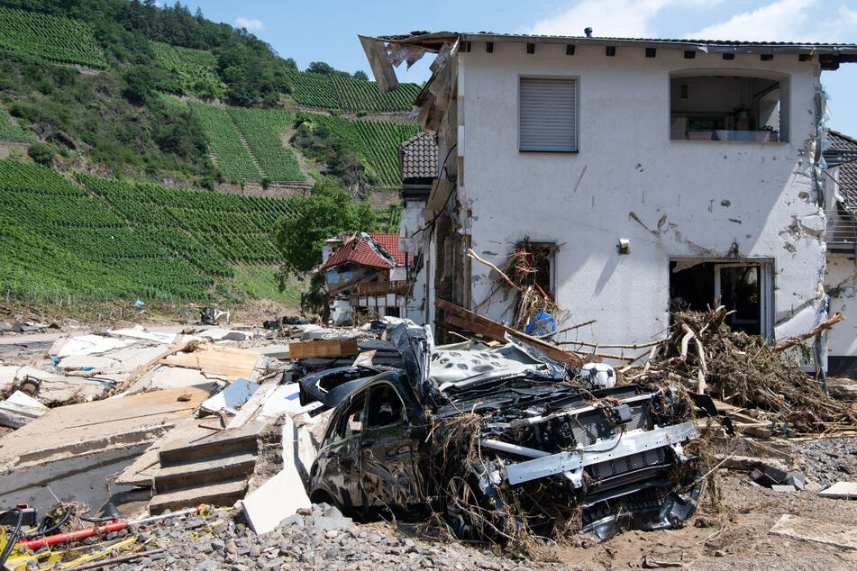 Flutkatastrophe in Rheinland-Pfalz: Das Foto zeigt ein komplett zerstörtes Haus in Marienthal im Ahrtal.