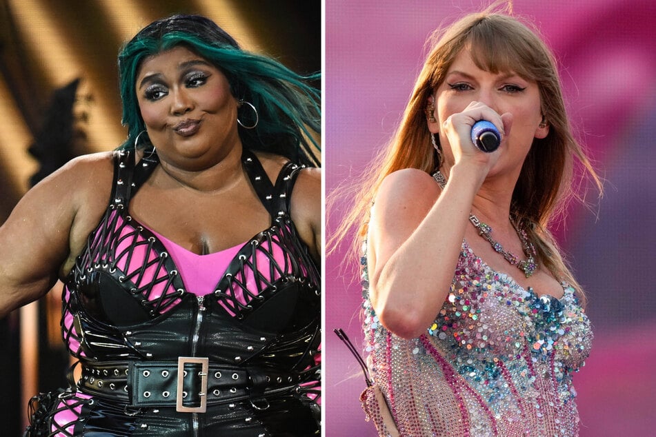 On Friday, Lizzo (l.) dispelled rumors of a feud with Taylor Swift after she was accused of shading the Anti-Hero singer last month.