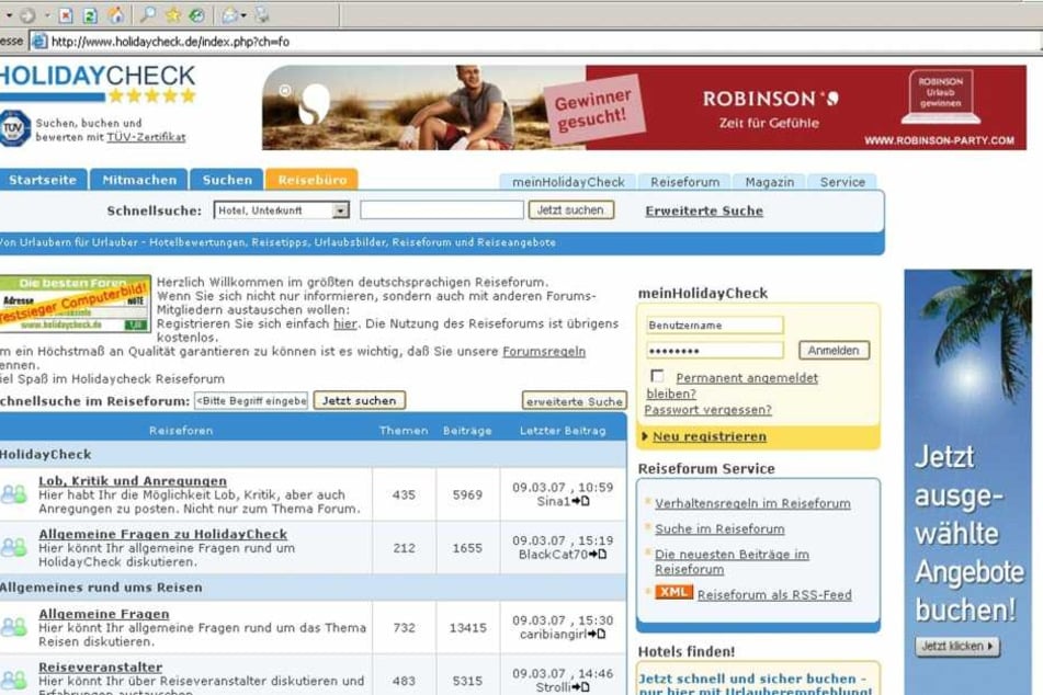 Auf Webseiten wie "www.holidaycheck.de" können sich Reisende über ihre Erfahrungen mit bestimmten Hotels oder Veranstaltern austauschen.