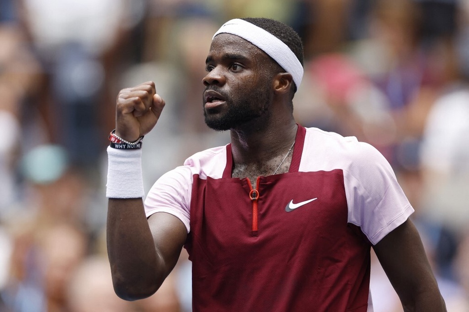 Frances Tiafoe reacts to a set win against Rafael Nadal during their Men’s Singles Fourth Round match on the eighth day of the 2022 US Open.