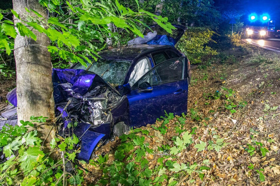Der Audi krachte frontal gegen einen Baum.