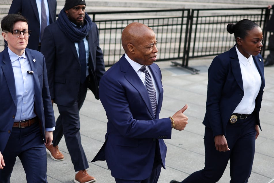 Mayor Eric Adams left Wednesday's hearing with a smile and thumbs up.