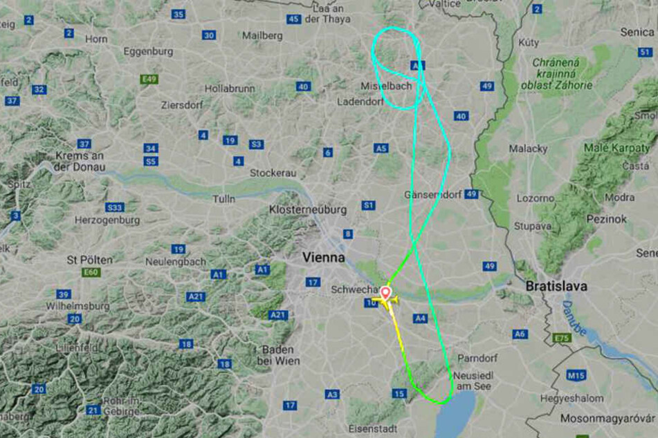 Der Flieger hat nicht einmal das Land verlassen.