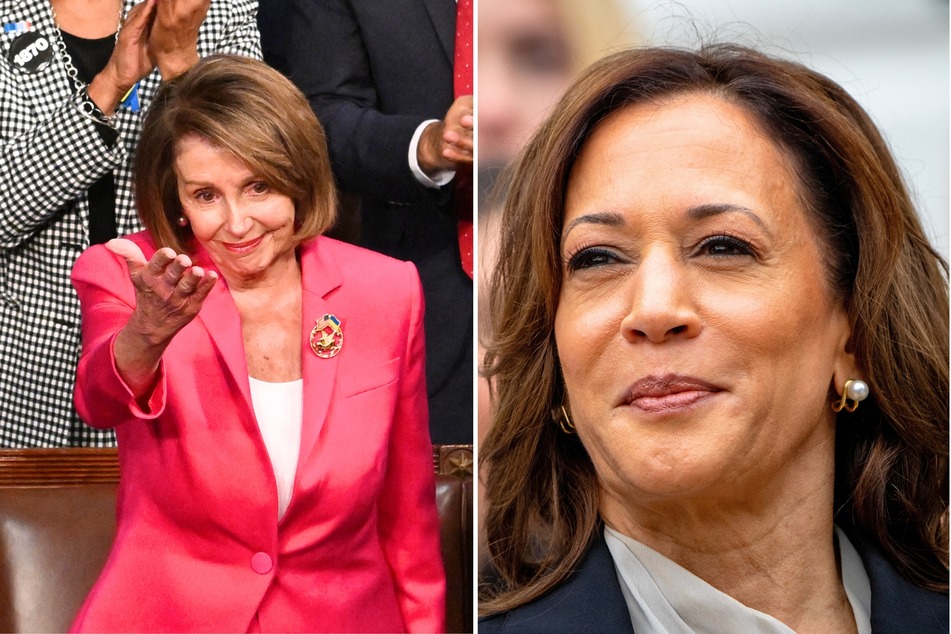 Former House Speaker Nancy Pelosi (l.) shared a statement on Monday endorsing Kamala Harris (r.) to take President Joe Biden's place as presidential nominee.