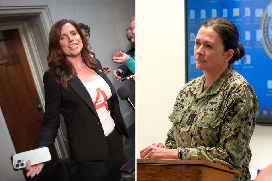 Nancy Lacore (r), a former Navy Admiral who was fired by the Trump administration without cause, is now running for Nancy Mace's (l) South Carolina congressional seat.
