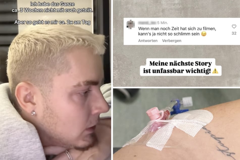 Zusätzlich zu den Anfällen, und der Infusions-Behandlung im Krankenhaus muss sich der Influencer noch mit hämischen Kommentaren auf Instagram auseinandersetzen.