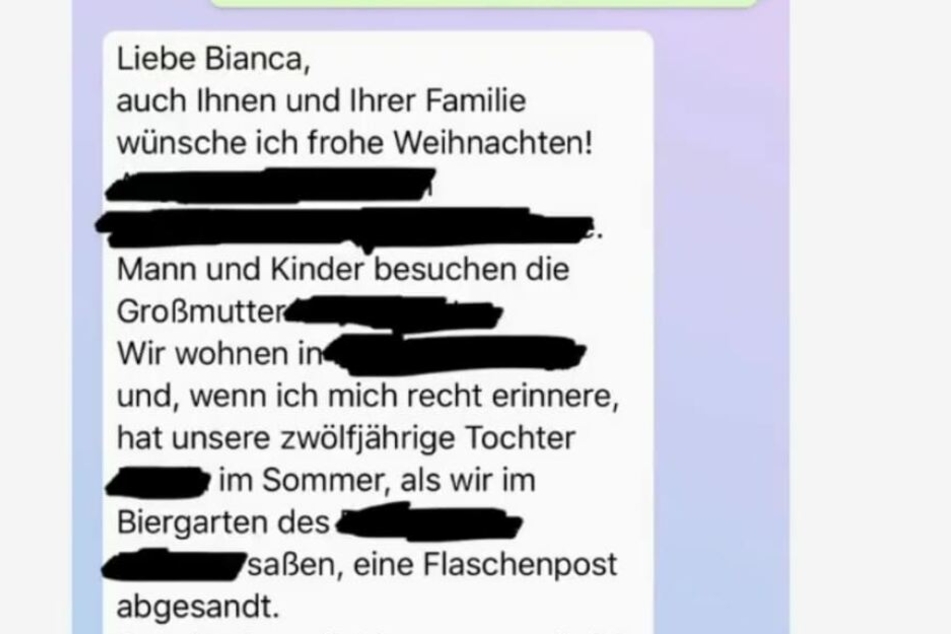 Die Antwort zur verschickten Flaschenpost.