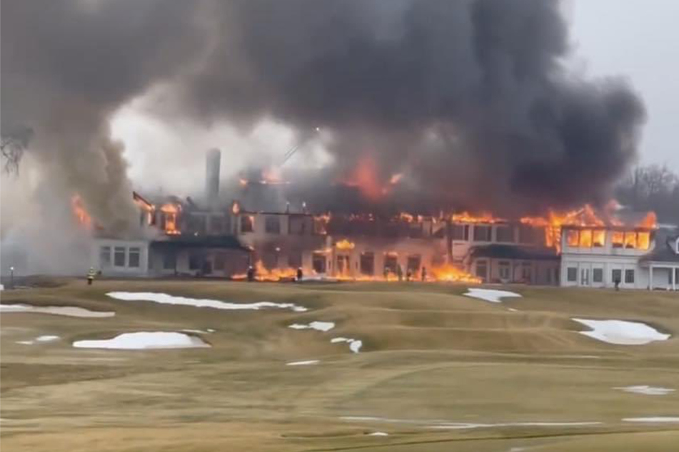 Bloomfield Township police shared images of the massive fire that spread to the iconic Oakland Hills Country Club on Thursday.