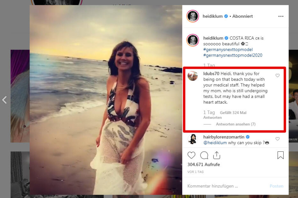 Eine Userin bedankte sich bei Heidi und ihrem Team für den Einsatz.