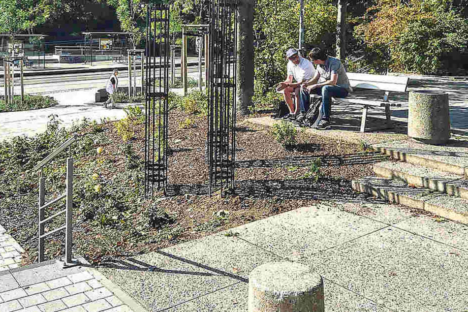 Der Merianplatz in Gorbitz wurde komplett saniert. Eine einzige Ecke lebt noch
den alten DDR-Charme.
