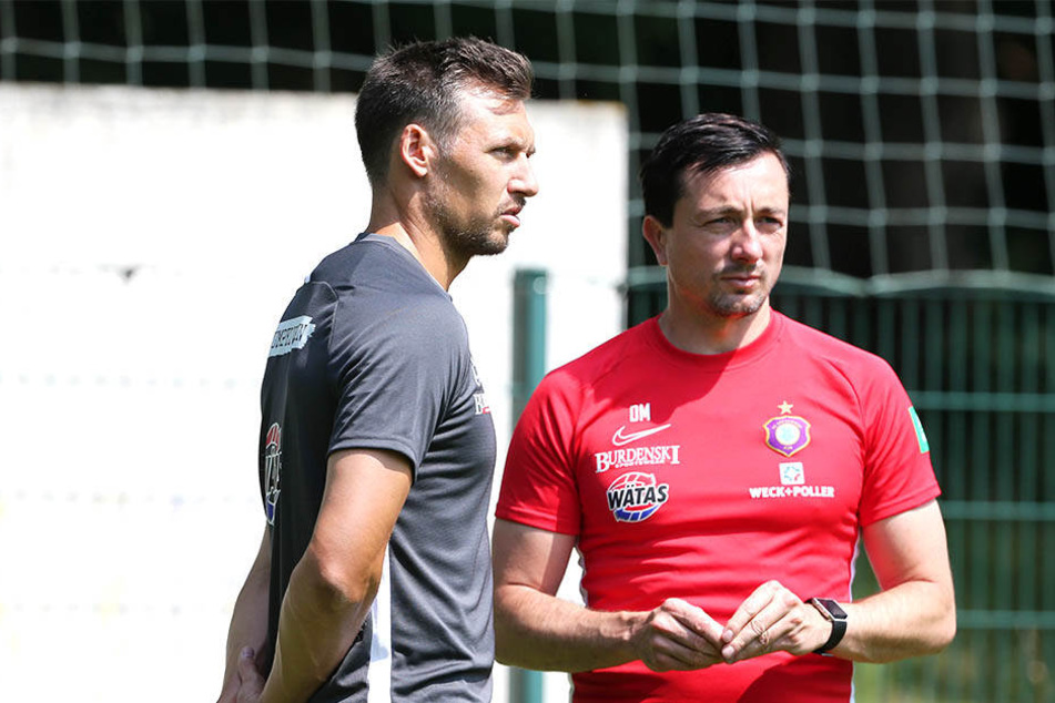 Sören Gonther und sein neuer Trainer Daniel Meyer.
