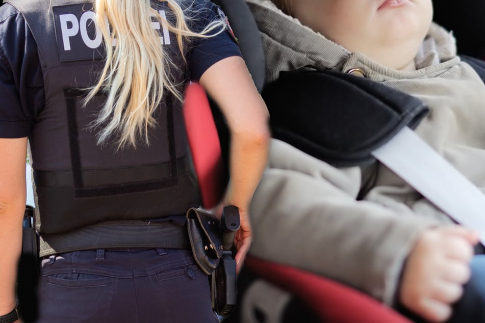 Fotomontage: Die Polizei musste den Einjährigen aus dem Auto befreien, in dem er sich mit Hilfe des Schlüssels selbst eingesperrt hatte (Symbolfoto).