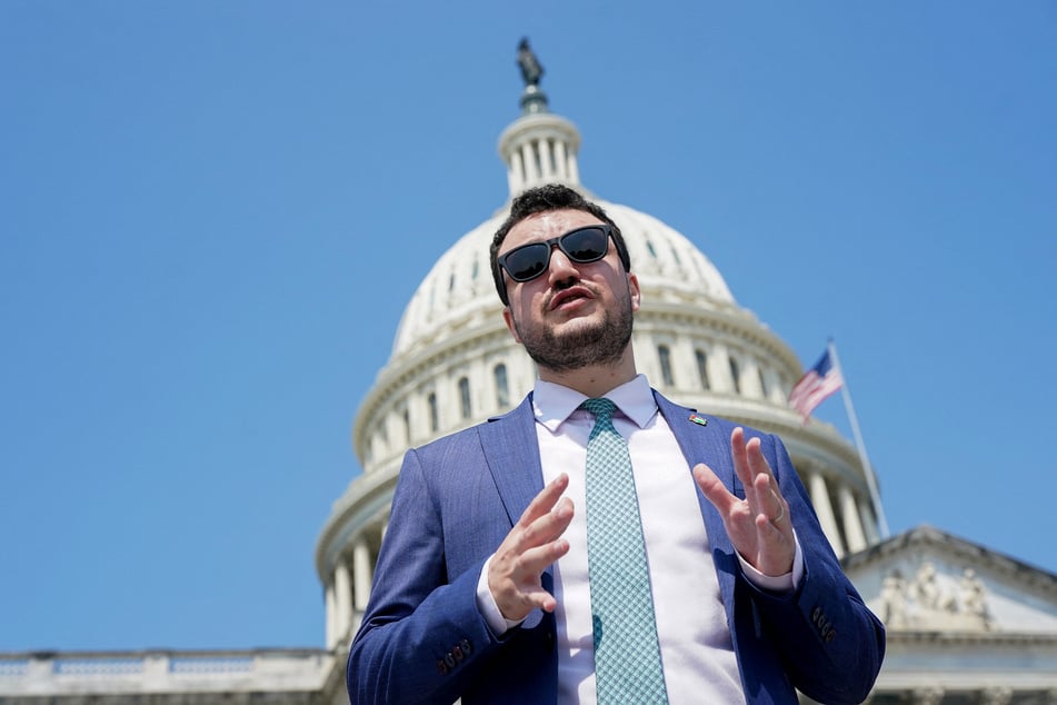 Columbia University graduate and Palestinian rights activist Mahmoud Khalil speaks outside the US Capitol during a visit to Washington DC on July 22, 2025.