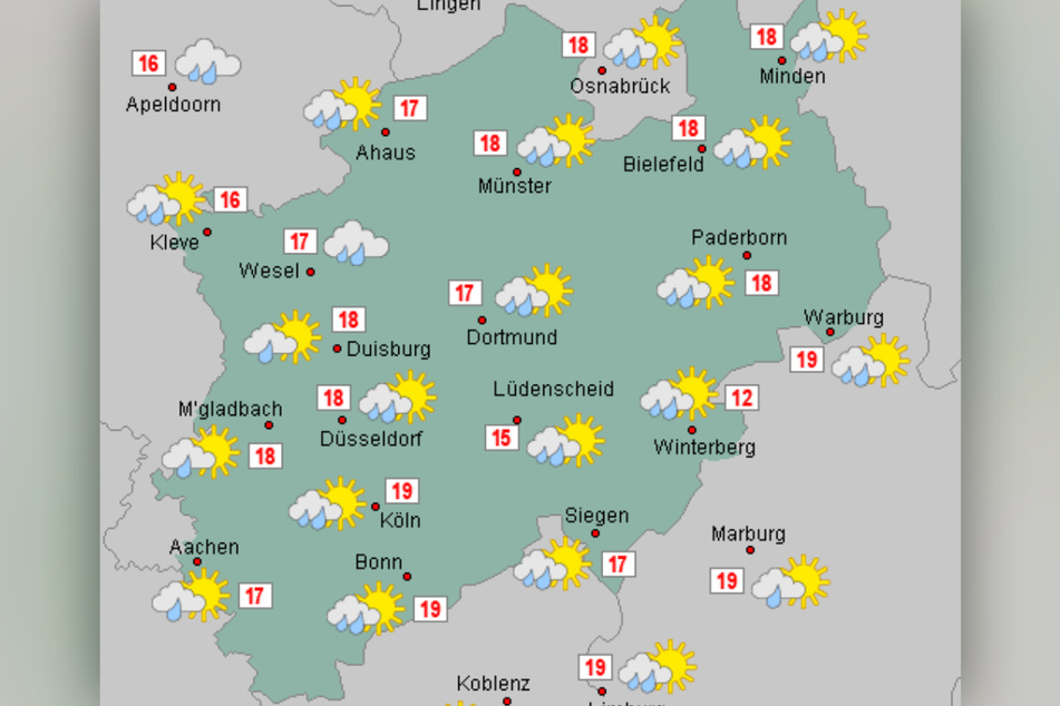 Der heutige Dienstag (24. Mai) wird in NRW regnerisch, nur vereinzelt schaut auch einmal die Sonne raus.