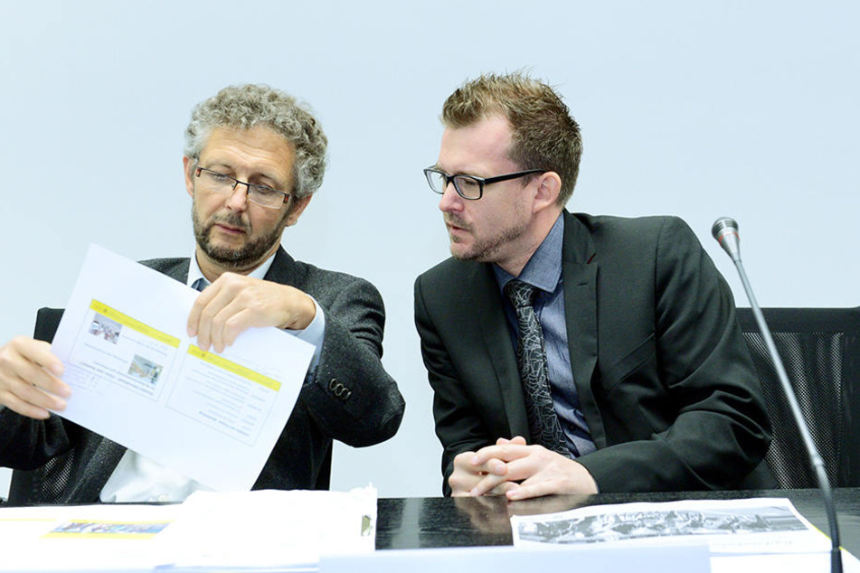 Beraten über die Zukunft des Radverkehrs in Dresden: Radfahr-Chefplaner
Johann Schmidt und Baubürgermeister Raoul Schmidt-Lamontain (Grüne).