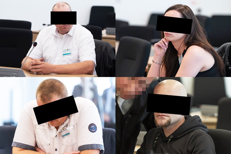 Die "zweite Reihe" der Gruppe Freital (v.l.o.): Dirk A. (53), Stephanie T. (31), Sebastian S. (27) und Ferenc A. (31).