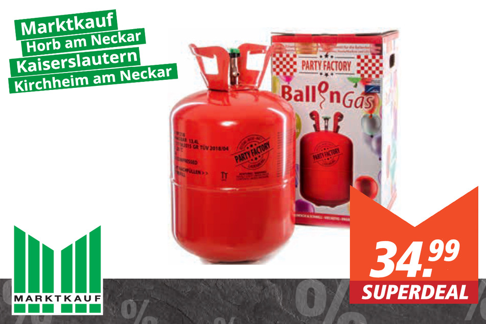 Partyfactory Ballongas für 34,99 Euro