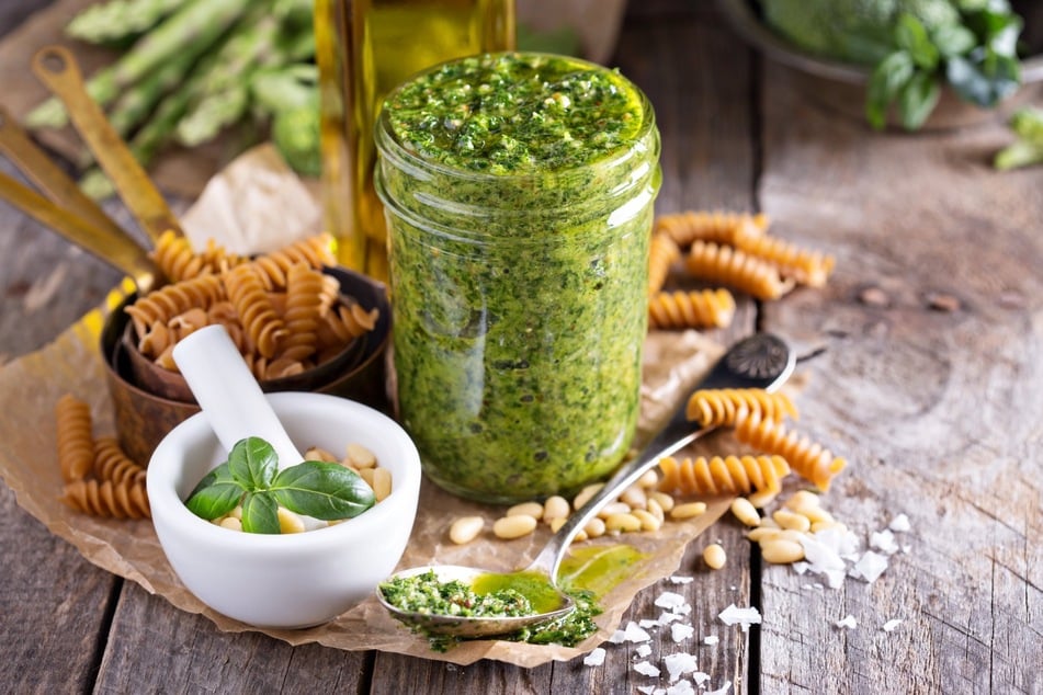A green basil pesto only needs a handful of ingredients.