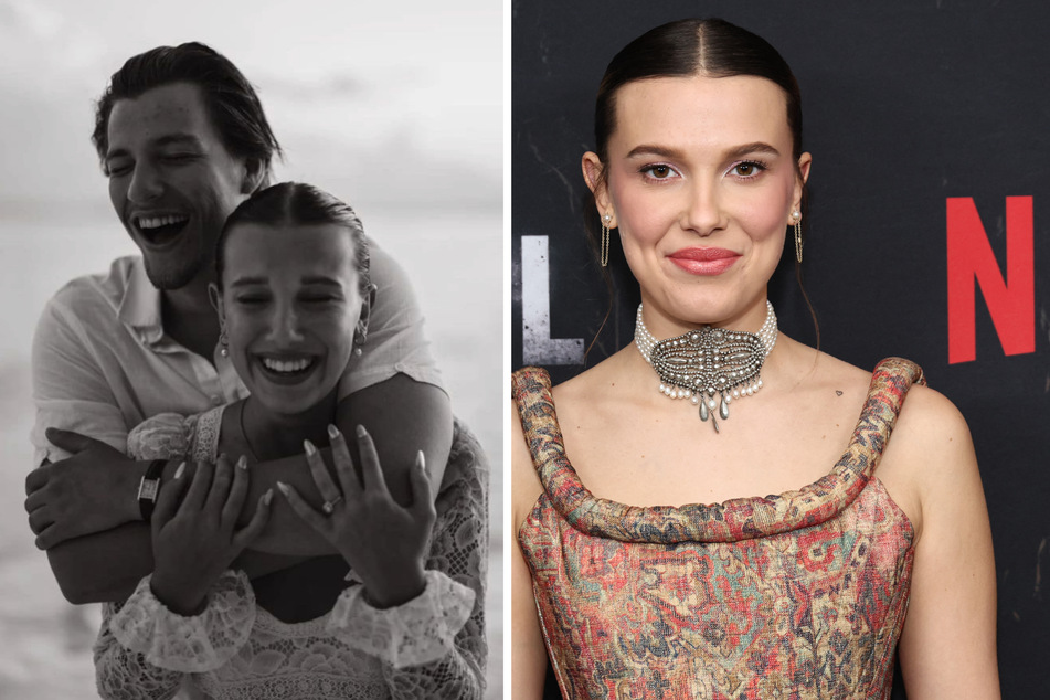 Millie Bobby Brown (r.) has revealed the impressive story behind her engagement to Jake Bongiovi.