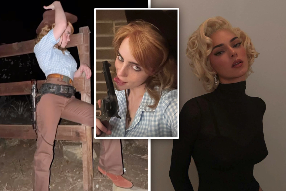 Billie Eilish (21, l. und M.) als Cowgirl und Waffennärrin. Kendall Jenner (27, r.) probierte sich an Marilyn Monroes blonden Locken.