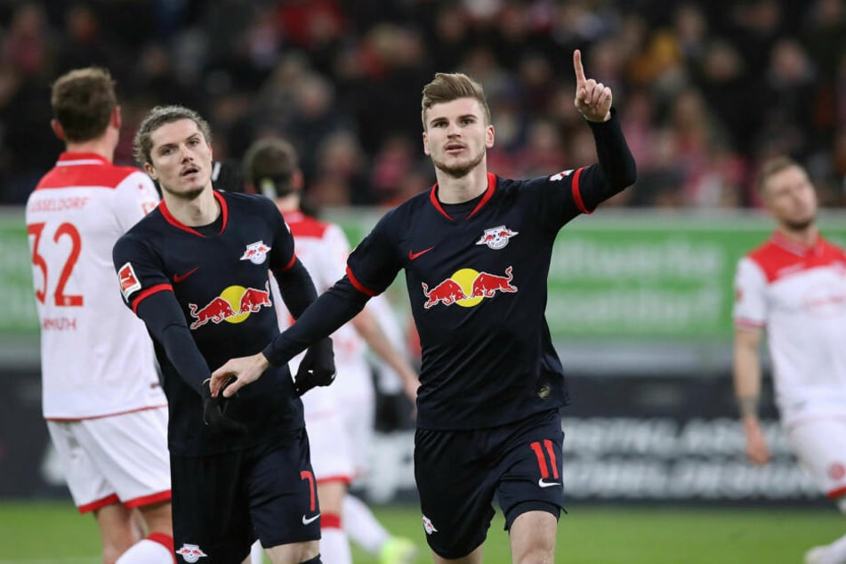 Timo Werner (r.) traf in der 58. Minute per Elfmeter zum 2:0.