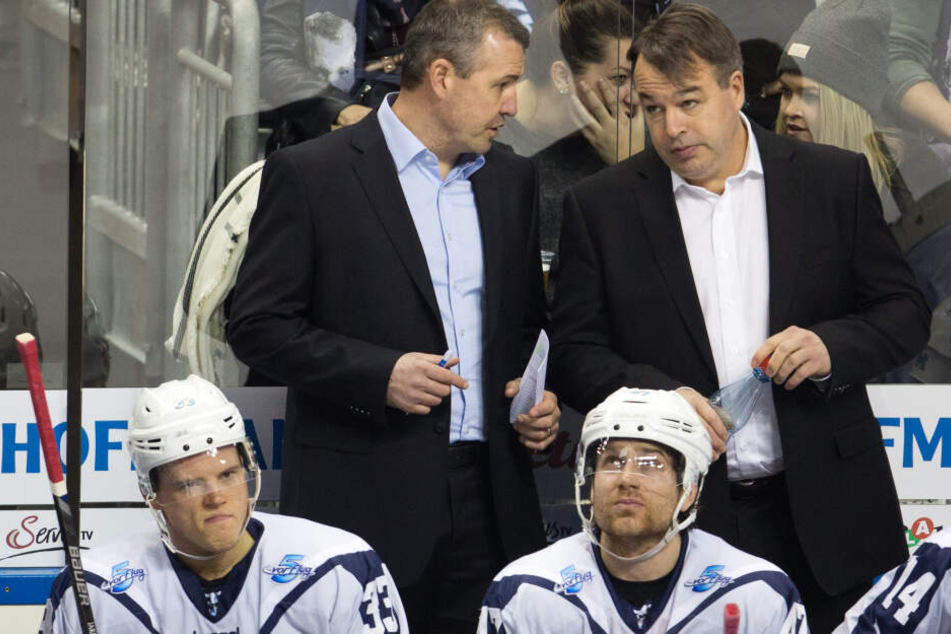 Hamburger Wiedersehen in Berlin? Co-Trainer Serge Aubin (l.) und Trainer Stephane Richer (r.) arbeiteten zusammen bei den Freezers.