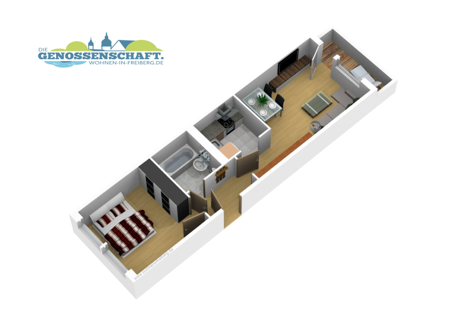 Grundriss Friedeburger Straße 54: 2-Raum-Wohnung (43 qm)