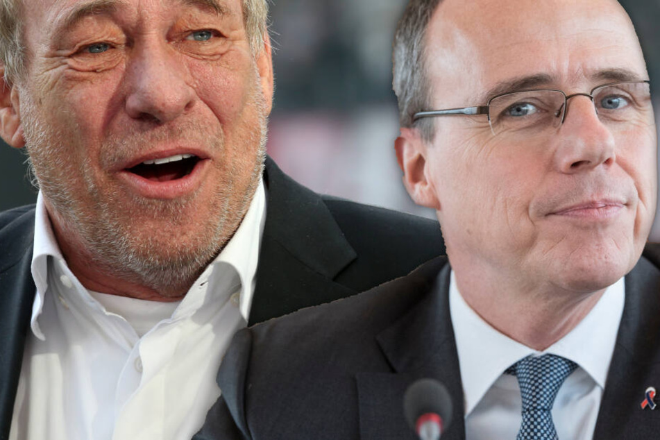 Fotomontage: Hessens Innenminister Peter Beuth (Re.) kritisierte einige Äußerungen von Eintracht-Präsident Peter Fischer aufs Schärfste.