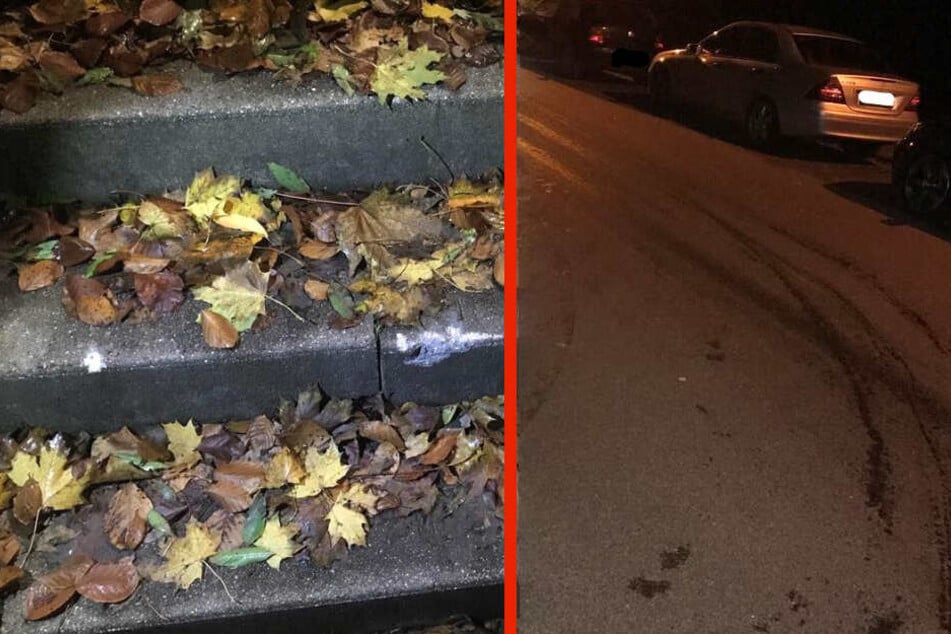 Diese Treppe fuhr ein Auto offenbar herunter.