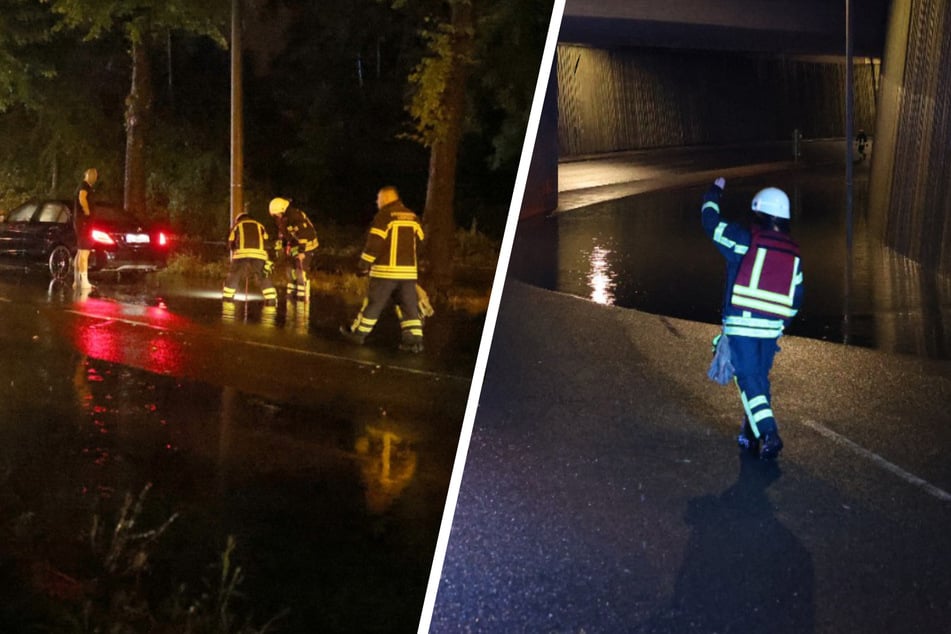 Blitzeinschläge und überschwemmte Straßen: Polizei und Feuerwehr im Dauereinsatz