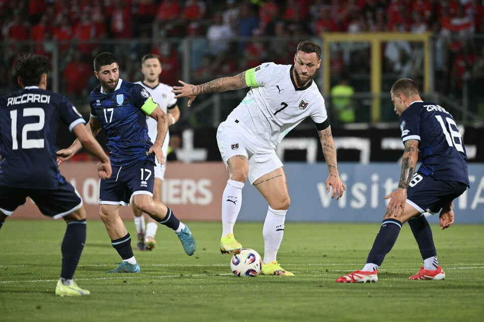 Marko Arnautovic (35, M.) erzielte gegen San Marino einen Doppelpack, bejubelte seine Treffer allerdings nicht.