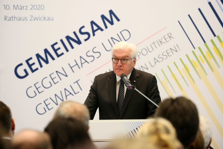 Bundespraesident Frank Walter Steinmeier (64, SPD) war zu Gast einer Podiumsdiskussion im Buergersaal vom Rathaus Zwickau