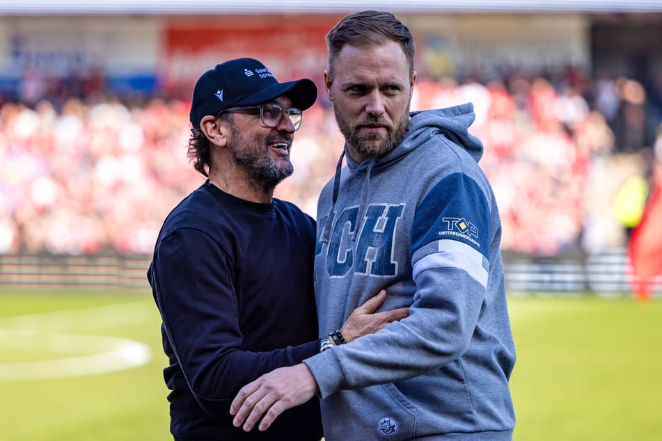 Das Ostduell war auch ein Duell der Trainer: Daniel Brinkmann (40, r.) ließ sich diesmal nicht von Pele Wollitz (60) auscoachen.