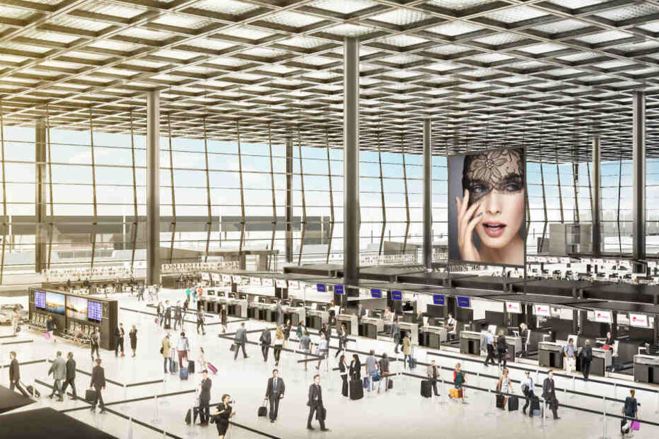 So soll die Halle des Terminals nach der Fertigstellung aussehen.