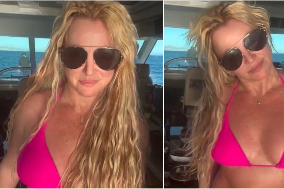 Britney Spears nearly stripped down in a since-removed post where she posed in a bikini on a yacht.