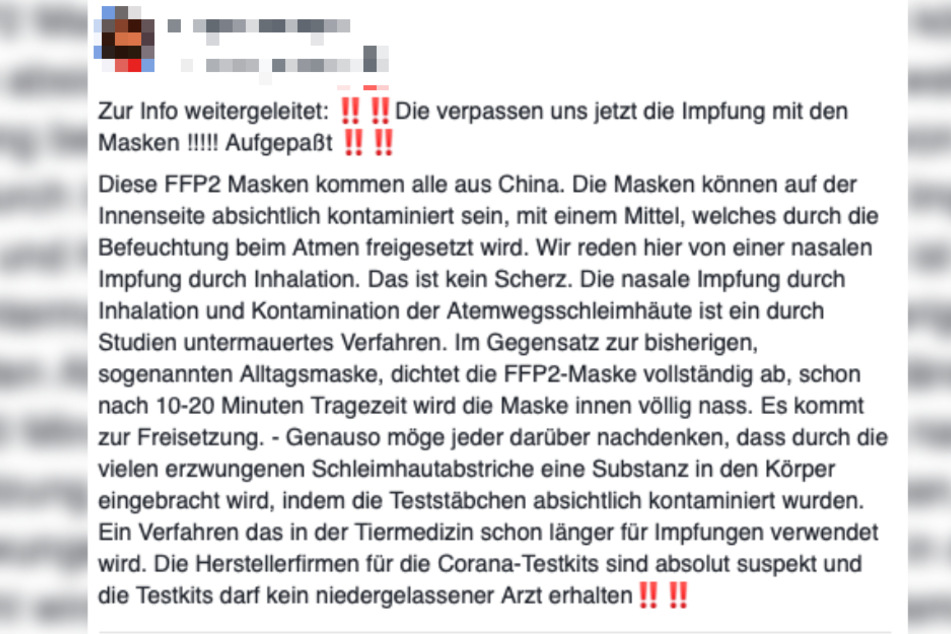 Mit Fake-News wie diesen verbreiten Corona-Leugner Unwahrheiten. Facebook hat diesen Beitrag mittlerweile gelöscht.
