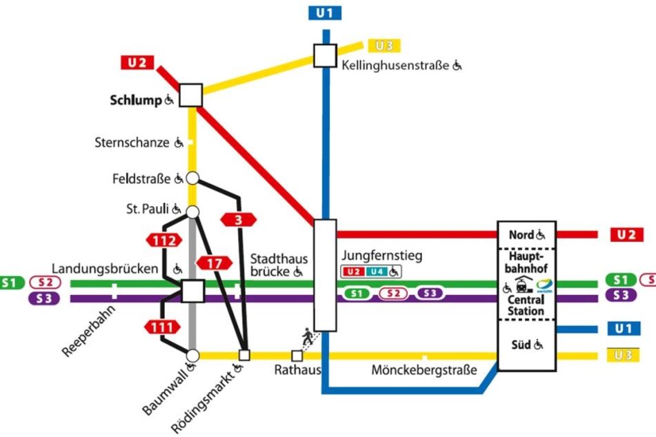 Ausweichen auf Busse: Ein Überblick über die Umwege, die die Fahrgäste während der nötigen Sanierung des U-Bahnhofs Landungsbrücken in Kauf nehmen müssen.