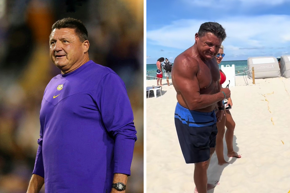Former LSU football coach Ed Orgeron goes viral for "jacked" beach body