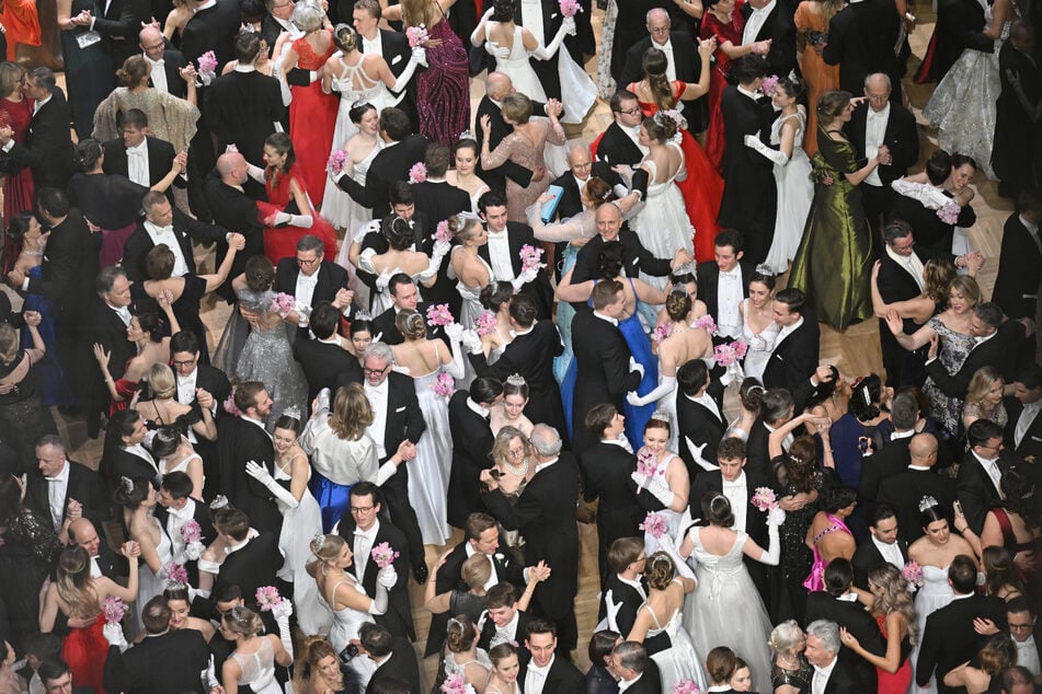 Im dichten Gedränge des Wiener Opernballs blieb es nicht aus, dass die Gäste auch mal auf dem Kleid von Lili Paul-Roncalli standen.