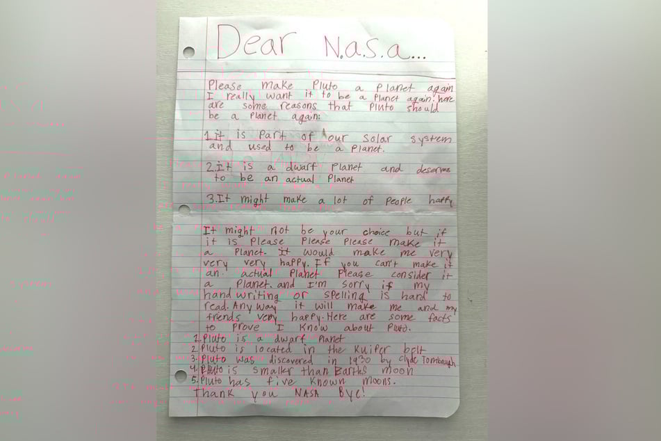 Mit diesem Brief wandet sich die kleine Kaela an die NASA.