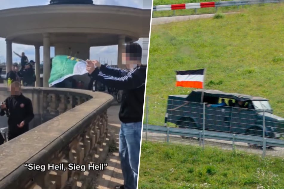 Dresden: Nazi-Eklats am Männertag: "Sylt 2.0" in Dresden, Reichsflaggen-Fahrt in Glashütte