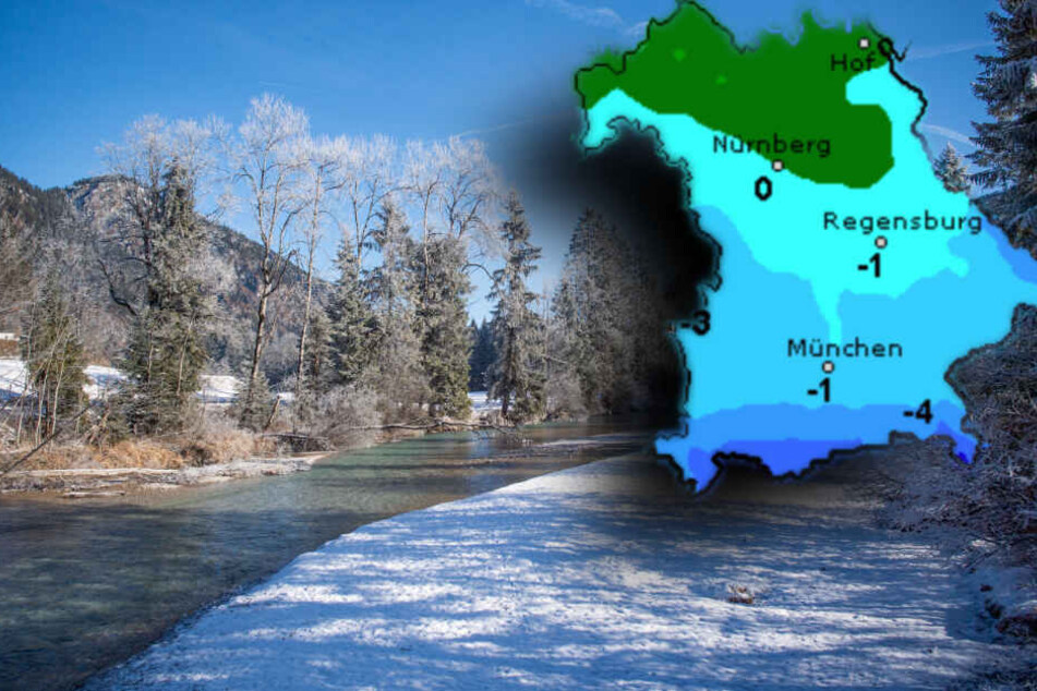 In der Nacht wird es zwar kalt, Schnee lässt aber in weiten Teilen Bayerns auf sich warten. (Bildmontage)