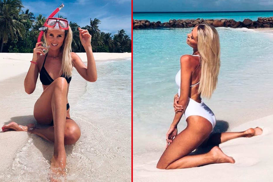 Model Katja Kühne (33) - Traumfrau am Traumstrand auf den Malediven.