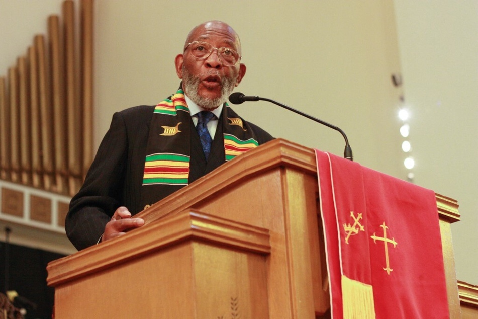 Rev. Dr. Amos Brown, a member of the African American Reparations Advisory Committee, conducts a Sunday service at the Third Baptist Church in San Francisco, California.